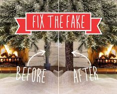 the before and after image shows how to fix fake trees