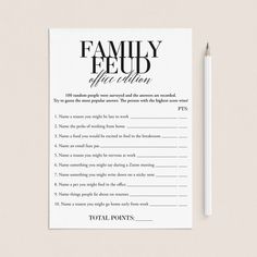 a printable family feud notice card next to a pencil