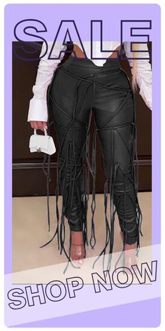 Black Fashion Street Solid Split Joint Frenulum Regular High Waist Pencil Solid Color Bottoms Black Girls Hairstyles, Fashion Street, Wholesale Fashion, Jeans Pants, Black Fashion, Leather Pants, Winter Outfits, High Waist, Split