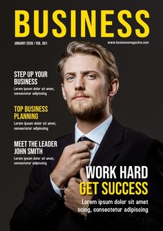 a man in a suit and tie on the cover of business magazine