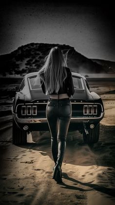 free wallpapers 4K girl, car, back view, sand, hill for mobile and desktop Mustang Gtr, Good Night Photo Images, Dr Woo, Bmw Girl, Dot Tattoos, Girl Car, Mustang Gt500, Bmw Wallpapers, Jesus And Mary Pictures