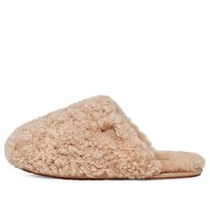 (WMNS) UGG Maxi Curly Slide 'Sand' 1133151-SAN Slides For Women, Sheepskin Slippers, Limited Edition Sneakers, Women Maxi, Woven Labels, House Shoes, Slipper Shoes, Real Fur, Sneaker Collection