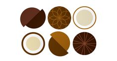 four different types of chocolates on a white background, each with their own shadow