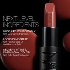 Delivering high-impact pigment in just one swipe, the NARS Explicit Lipstick boasts smudge-resistant coverage with long-lasting wear. The skincare-infused formula envelops the lips in a creamy, hydrating glaze with a multi-dimensional satin finish.  Starring the brand’s Luxe Comfort Complex, the lipstick coats the lips in a nourishing blend of hyaluronic acid and rosehip seed oil to lock in hydration for a comfortable feel. Color Sculpt Technology promotes vibrant colour payoff with medium to full coverage, while the precision-tip bullet defines the look of lips for a plumper-looking pout. Spf Face, Skin Hyperpigmentation, Shea Butter Body Shop, Toning Shampoo, Rosehip Seed Oil, Makeup Sale, Satin Lipstick, Shea Body Butter, Acne Blemishes