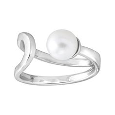 Cultured Pearl Cuff Ring in Rhodium-Plated Sterling Silver Silpada 'Meet Me Halfway' 7 mm Freshwater Meet Me Halfway, Pearl Gifts, Pearl Cuff, Cuff Ring, Cultured Pearls