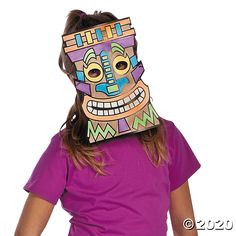 Color Your Own Tiki Masks | Oriental Trading End Of School Year Party, Luau Party Food, Tiki Masks, Palm Frond Art, Star Of The Week, Lantern Craft, Tiki Mask, Man Crafts, Masks Crafts