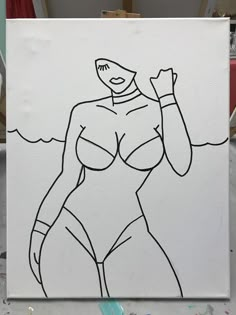 a drawing of a woman in a bathing suit