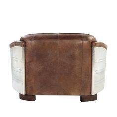 a brown and white leather chair