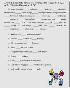 the french language worksheet for children