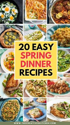 20 easy spring dinner recipes with the title overlay