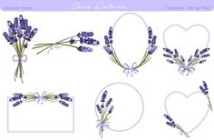 lavender flowers are arranged in the shape of hearts and frames for photoshopped images