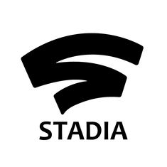 the logo for stadia is shown in black and white, with an arrow pointing up