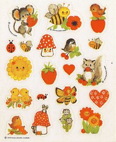 an assortment of stickers with animals and flowers