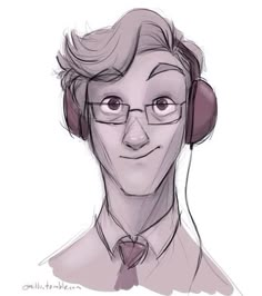 a drawing of a man with headphones on