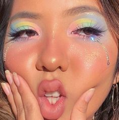 Fun Makeup Looks Colorful, Pastel Rainbow Makeup, Rainbow Makeup Looks, What Is Makeup, Kristina Webb, Pastel Eyeshadow, Pastel Makeup