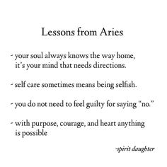 a poem with the words lessons from aries