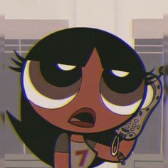 an animated character holding a phone up to her ear and looking surprised at the camera