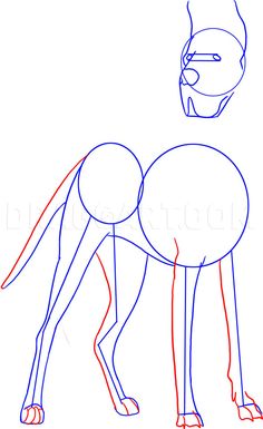 how to draw a cartoon dog with long legs and feet step by step drawing instructions