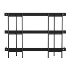 a black shelf with four shelves on each side