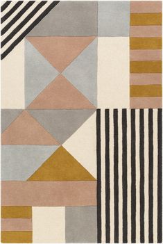 a multicolored rug with different shapes and sizes