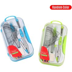 two different types of kitchen utensils in a plastic case on a white background