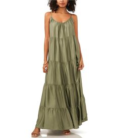 Vince Camuto Crew Neck Sleeveless Maxi A-Line Dress | Dillard's Cami Maxi Dress, Spaghetti Strap Maxi Dress, Beach Skirt, Long Dress Casual, Tank Top Dress, Spaghetti Strap Dress, Daily Dress, Boho Stil, Estilo Boho