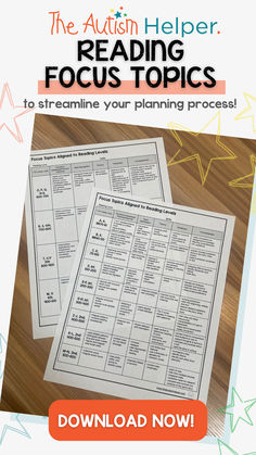 Check out the Reading Focus Topics free download from The Autism Helper. This teacher resource breaks down reading concepts by grade level and reading level, and this tool will help you streamline your planning process. Once you know a child’s reading level, you can focus on specific topics aligned to that level. Click the link and download this teacher resource for free! 504 Accommodations, College Instructor, Template List, Self Contained Classroom, Reading Specialist, Middle School Reading, Literacy Lessons, Word Recognition, Elementary Ela