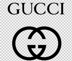 the gucci logo is shown in black and white, with two intertwined circles