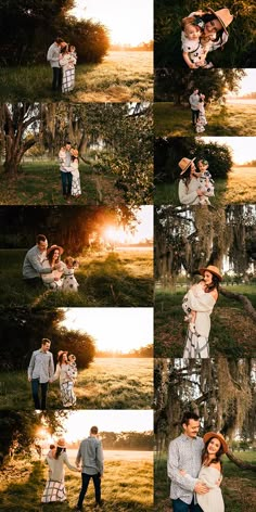 a man and woman holding each other while standing in front of a tree with the sun behind them