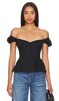 Find BARDOT X Larna Top on Editorialist. Bardot x REVOLVE Larna Top in Black. - size 10 (also in 2, 4, 6) Bardot x REVOLVE Larna Top in Black. - size 10 (also in 2, 4, 6) 100% cotton . Made in China. Hand wash recommended. Hidden back zipper closure. Off the shoulder styling. Front loop button detail. Lightweight poplin fabric with flounce hem. BARD-WS381. 57625TB. Launched in 1996, Australian fashion power house Bardot creates thousands of the hottest fashion styles for women every year. Practi Brands To Shop At, Bardot Blouse, Night Mood, Birthday 22, Europe Travel Outfits, Organza Top, Poplin Top, Euro Summer, Fashion Marketing