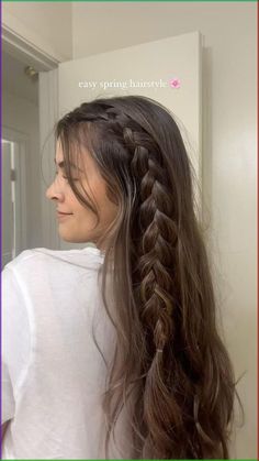 Long Hairstyle With Braids, Normal Open Hairstyle, French Braid Hairstyles Athletic, Self Made Hairstyle For Long Hair, Braids In Braids, How To Style For School, Braid Hair Down Styles, Two Bread Hairstyle, Few Braids Hairstyles