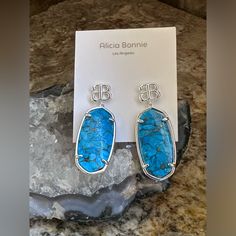 Silver Plated Dangle Stone Earrings . They Have Natural Turquoise Stones . The Length Is 1.8 Inches And Comes With Dust Bag And Box . Bonnie Jewelry, Turquoise Stone Earrings, Natural Turquoise Stone, Turquoise Stones, Natural Turquoise, Earrings Color, Silver Blue, Silver Turquoise, Stone Earrings