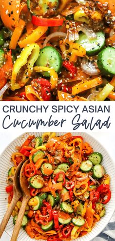 Enjoy this flavor-packed Asian cucumber salad with mini bell peppers as a refreshing snack or side dish. It can be made in 10 minutes, and is so simple but incredibly healthy and delicious! Healthy Summer Salad Recipes Dinners, Peppers And Cucumber Salad, Small Side Dishes, Cooked Salad Recipes, Bbq Salads Side Dishes Healthy, Refreshing Snacks For Summer, Healthy Asian Snacks, Asian Veggies Sides, Asian Side Salad