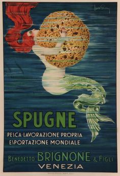 an old poster advertising spugne in venice, italy