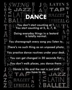 the words dance written in white on black background with an image of two people standing next to each other