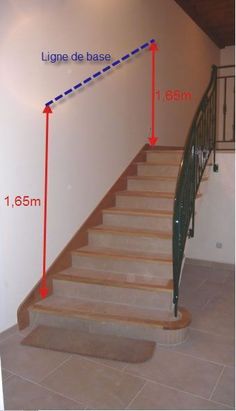 the stairs are marked with red and blue tape to indicate where they are going down