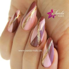 Bronze Nails Designs, Trendy Nails Glitter, Elegant Touch Nails, Kutek Disney, Art Deco Nails, Gel Nail Art Designs, Fancy Nails Designs, Beauty Nails Design, Stylish Nails Designs