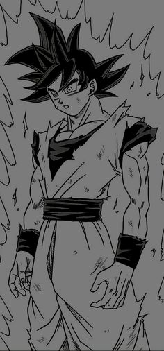 a black and white drawing of gohan from the dragon ball anime character drawings, cartoon characters