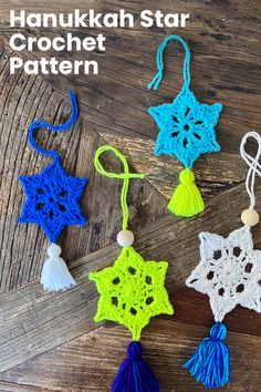 Beautiful crochet Hanukkah star ornaments Crochet Hanukkah, Hanukkah Crochet, Crochet Star Garland, Hanukkah Garland, Hanukkah Ornaments, Star Crochet Pattern, Bar Mitzva, Star Crochet, Crochet Star