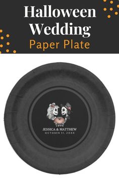 a paper plate with two panda bears on it and the title halloween wedding paper plate