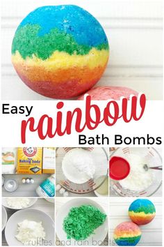 Every time I need to give a gift to someone, I think to myself, "do they need a bath bomb?" This rainbow bath bomb makes a great gift for sure. Bath Bomb Recipe Easy, Rainbow Bath Bomb, Rainbow Gifts, Diy Unicorn, Bath Bomb Molds