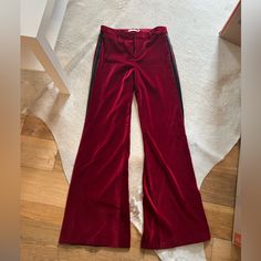 Worn Once Velvet Pants, Alice Olivia, Black Stripes, Pant Jumpsuit, Pants For Women, Size 4, Velvet, Pants, Red