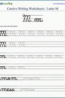 cursive writing worksheets letter m