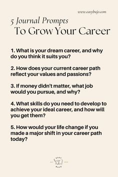 a poster with the words, 5 journals to grow your career