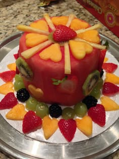 a cake made to look like a fruit arrangement