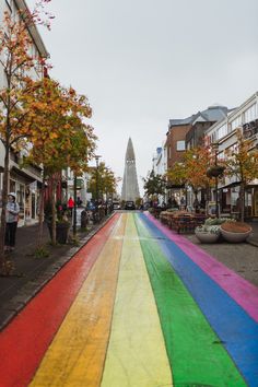 Rainbow road to Hallgrímskirkja in Reykjavik, Iceland 🇮🇸 North Iceland, Travel Iceland, Iceland Road Trip, Travel Vibes, South Iceland