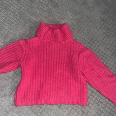 Brand New, Never Worn With Tag. Hot Pink Turtleneck, Pink Turtleneck, Pink Turtleneck Sweater, Hot Sweater, Pink Knit Sweater, Pink Knit, Sweater Brands, Universal Thread, Colorful Sweaters