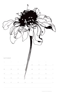 a black and white drawing of a flower