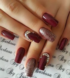 Engagement Nail Art, Red Wedding Nails, Nails February, Engagement Nails