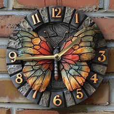 Wall Clock With Butterfly Wings-MoonChildWorld Autumn Living Room Decor, Butterfly Clock, Butterfly Home Decor, Autumn Living Room, Autumn Room, Shoe Wall, Decor Butterfly, Butterfly Decor, Car Sun Shade